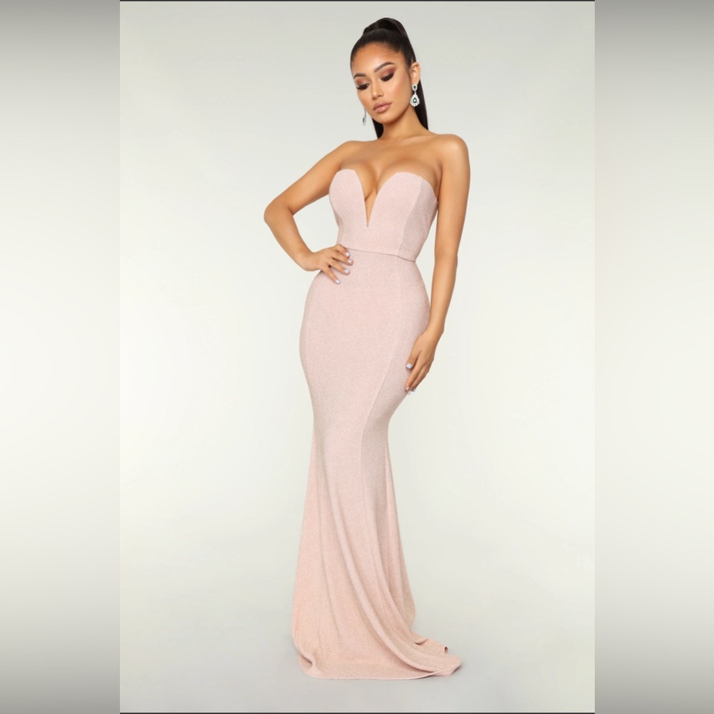 NWT Fashion Nova glitter bomb maxi gown dress - blush pink